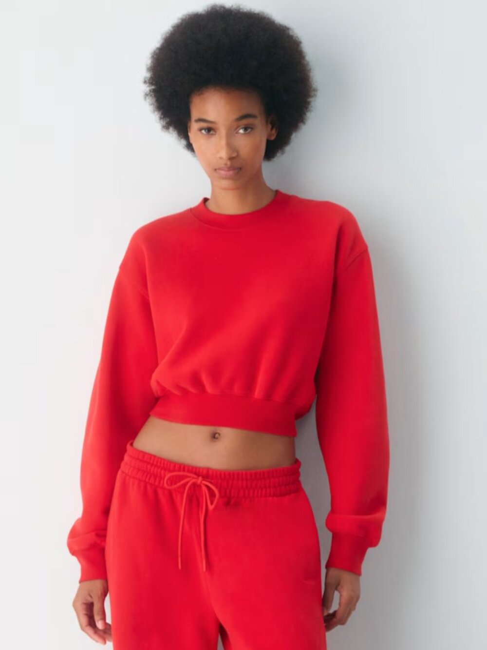 NWT Aritzia Sweatfleece CREW CROP Flashing Red L